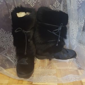 Pajar fur boots black made in Italy womens
